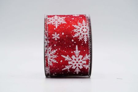 Glitter Snowflakes Wired Ribbon_KF7320G-7_red